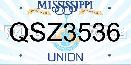QSZ3536 Mississippi License Plate