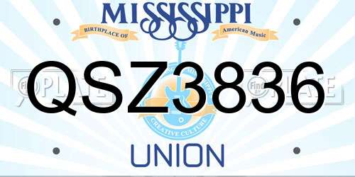 QSZ3836 Mississippi License Plate