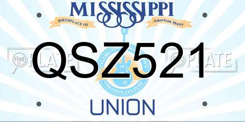 QSZ521 Mississippi License Plate