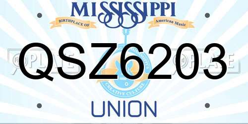 QSZ6203 Mississippi License Plate