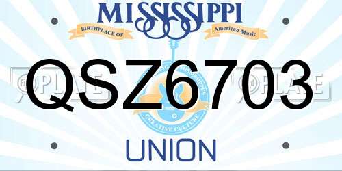 QSZ6703 Mississippi License Plate