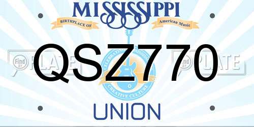 QSZ770 Mississippi License Plate