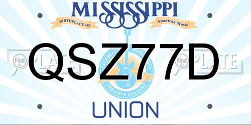 QSZ77D Mississippi License Plate