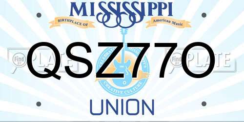 QSZ77O Mississippi License Plate