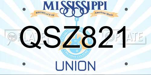 QSZ821 Mississippi License Plate