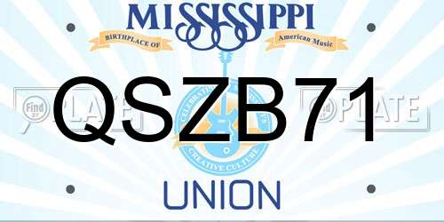 QSZB71 Mississippi License Plate