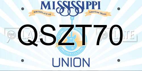 QSZT70 Mississippi License Plate