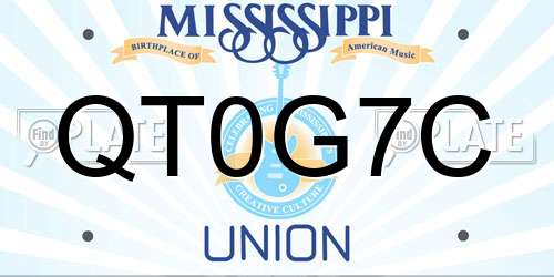QT0G7C Mississippi License Plate