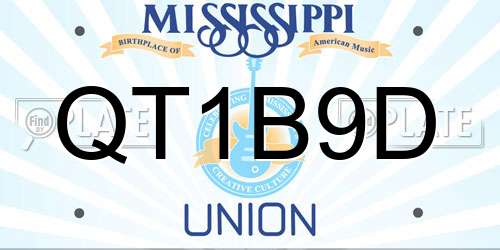 QT1B9D Mississippi License Plate