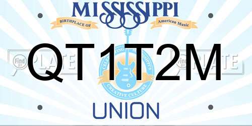 QT1T2M Mississippi License Plate