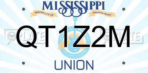 QT1Z2M Mississippi License Plate