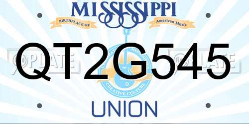 QT2G545 Mississippi License Plate