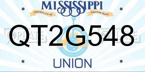 QT2G548 Mississippi License Plate