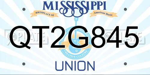 QT2G845 Mississippi License Plate