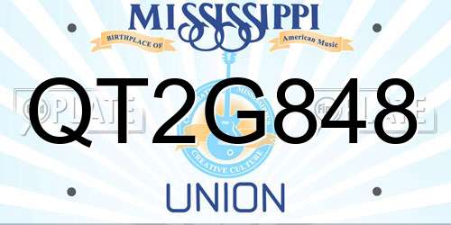 QT2G848 Mississippi License Plate