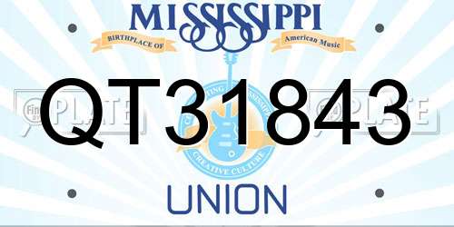QT31843 Mississippi License Plate