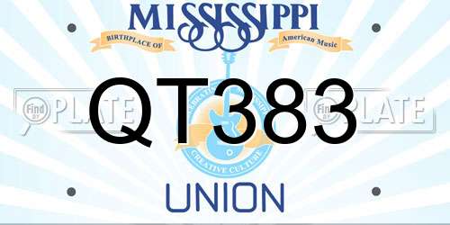 QT383 Mississippi License Plate
