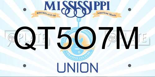 QT5O7M Mississippi License Plate