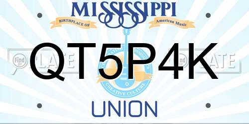 QT5P4K Mississippi License Plate