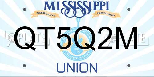 QT5Q2M Mississippi License Plate
