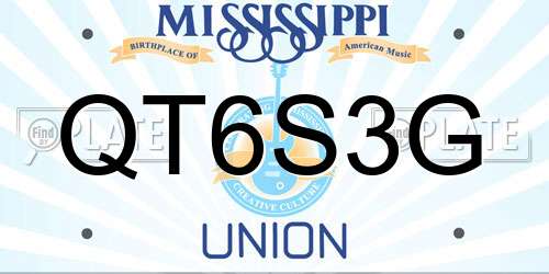 QT6S3G Mississippi License Plate