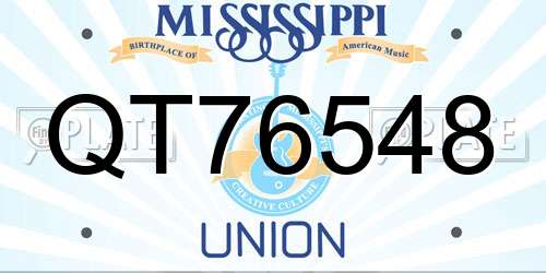 QT76548 Mississippi License Plate