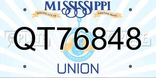 QT76848 Mississippi License Plate