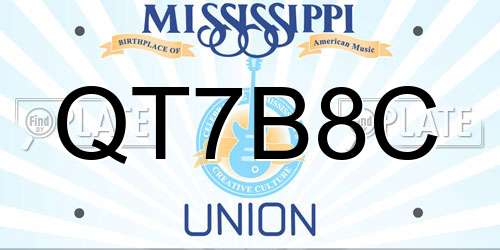 QT7B8C Mississippi License Plate