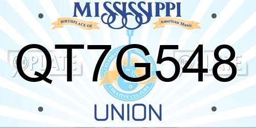 QT7G548 Mississippi License Plate