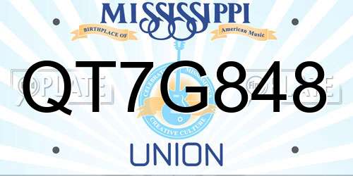 QT7G848 Mississippi License Plate