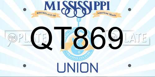 QT869 Mississippi License Plate