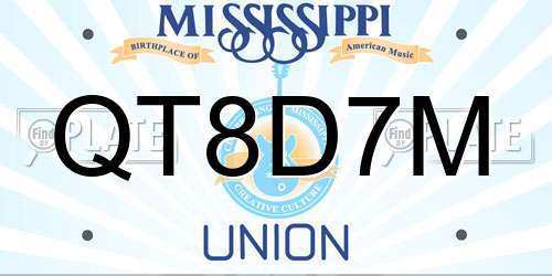 QT8D7M Mississippi License Plate