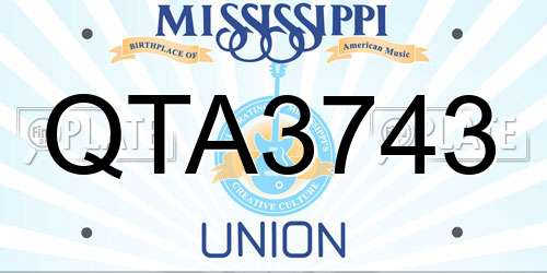 QTA3743 Mississippi License Plate