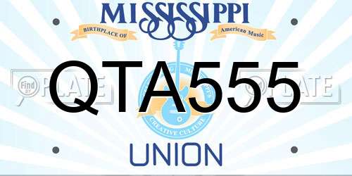QTA555 Mississippi License Plate