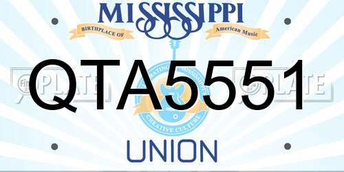 QTA5551 Mississippi License Plate