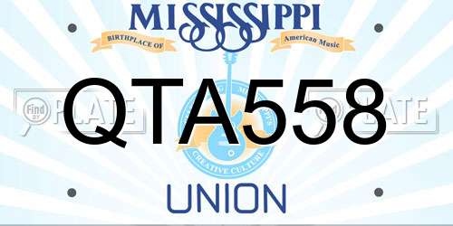 QTA558 Mississippi License Plate