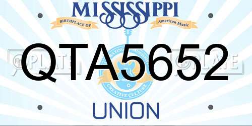 QTA5652 Mississippi License Plate