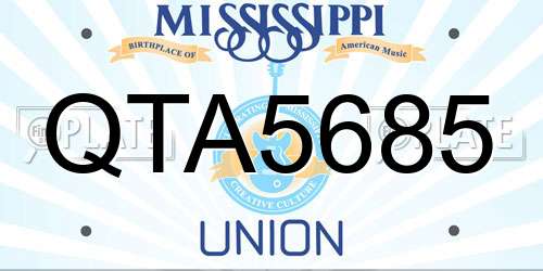 QTA5685 Mississippi License Plate