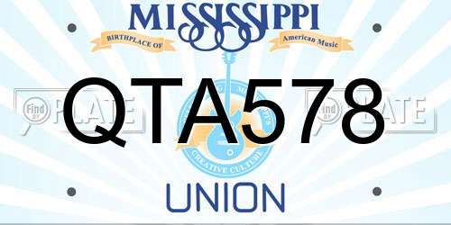 QTA578 Mississippi License Plate