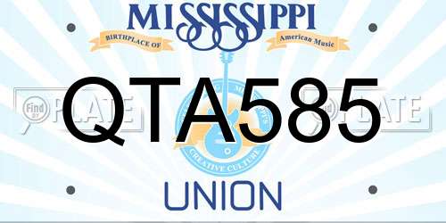 QTA585 Mississippi License Plate