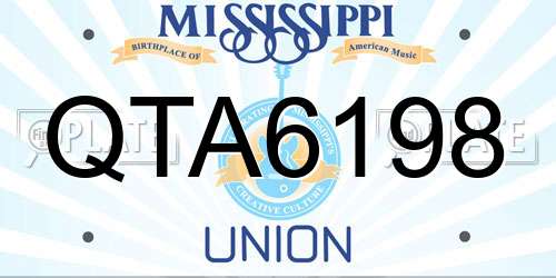 QTA6198 Mississippi License Plate