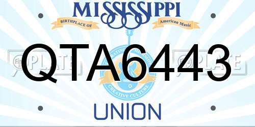 QTA6443 Mississippi License Plate