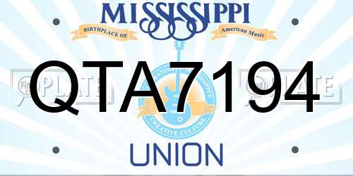 QTA7194 Mississippi License Plate