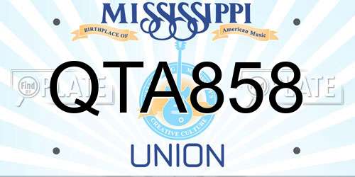 QTA858 Mississippi License Plate