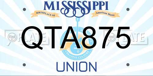QTA875 Mississippi License Plate