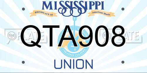 QTA908 Mississippi License Plate