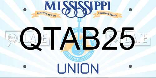 QTAB25 Mississippi License Plate