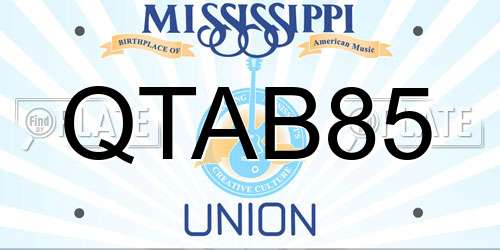 QTAB85 Mississippi License Plate