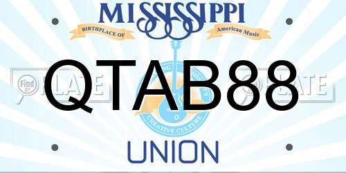 QTAB88 Mississippi License Plate