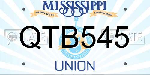 QTB545 Mississippi License Plate